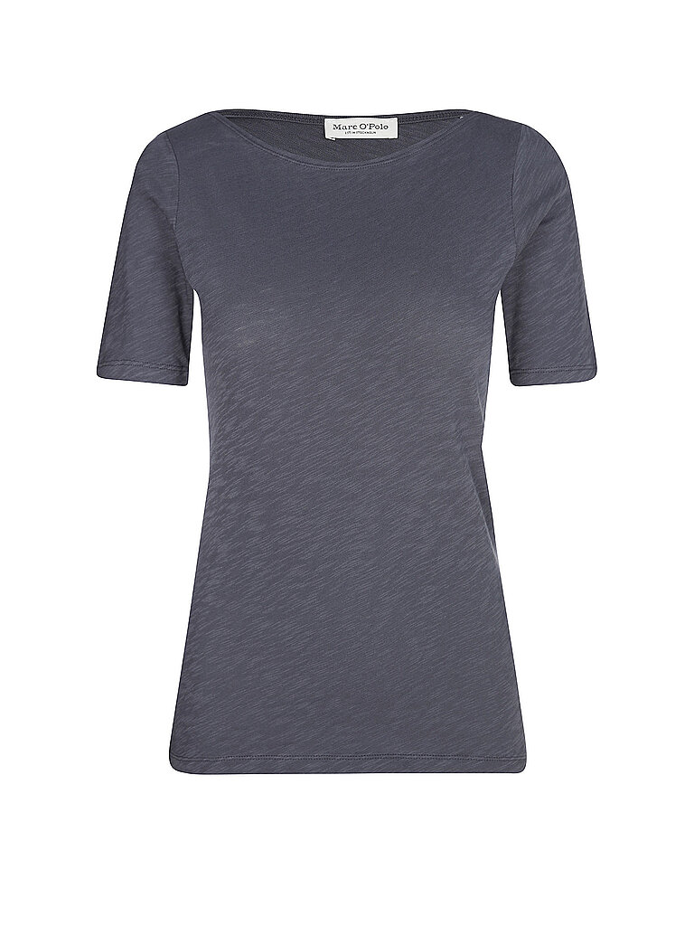 T-Shirt MARC O'POLO "aus softem Slub-Jersey", Damen, Gr. L, stormy sky, Obermaterial: 100% Baumwolle, unifarben, Basic, regular fit, U-Boot-Ausschnitt, normaler Saum, Shirts T-Shirt